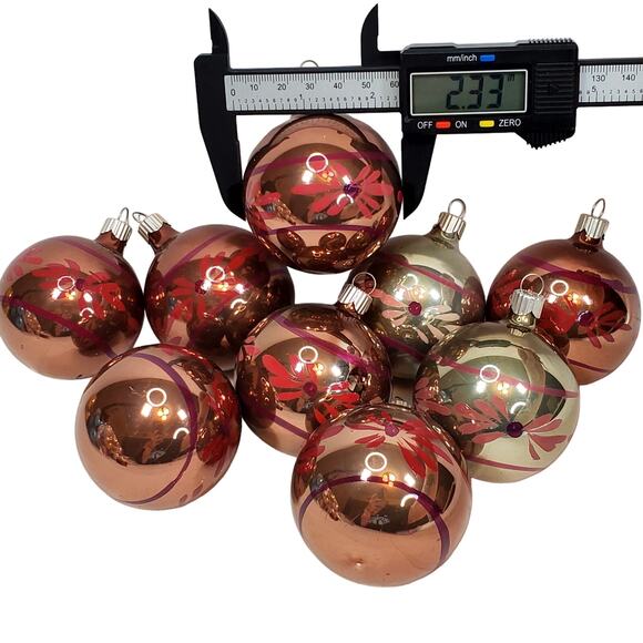 Vtg Martha Stewart MSE Christmas Ornament Painted Slivered Glass 3" Lot of 9 - Picture 9 of 12